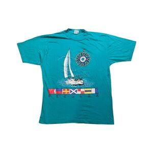 Vintage Capital Bermuda Sailing Beach Surf Graphic T-Shirt Adult Large